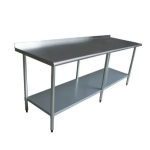 STAINLESS STEEL WORK TABLE WITH 2 BACKSPLASH 96 X 30 X 36